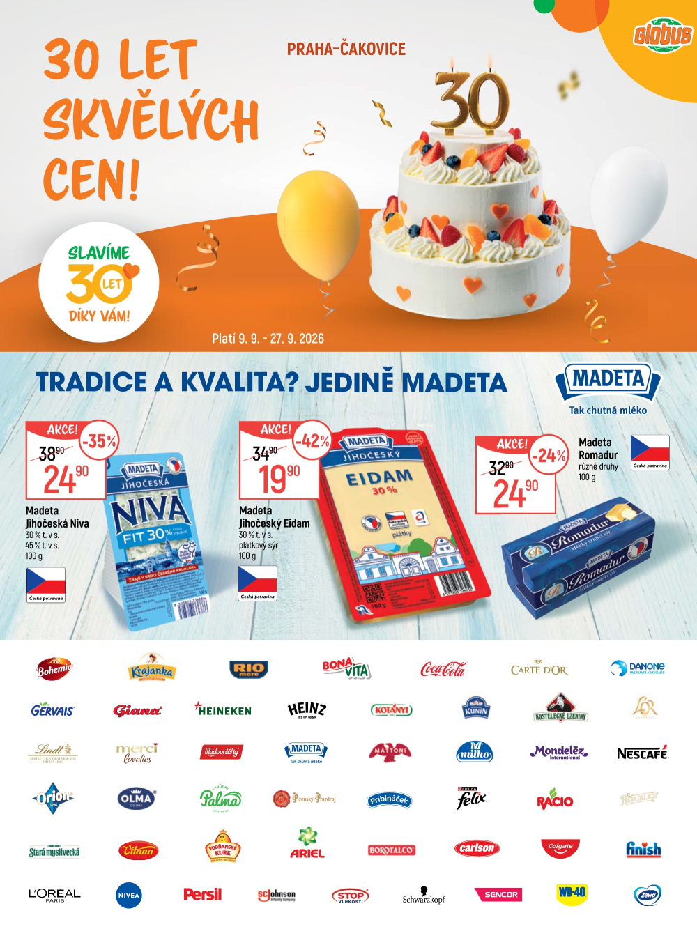 Leták Globus leták Praha - Čakovice - 30 let skvělých cen! - strana 1