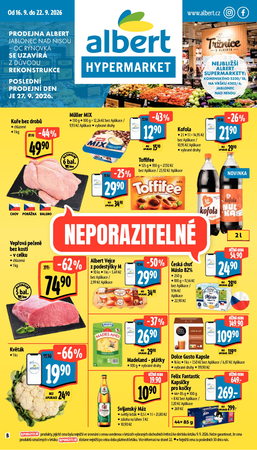 Leták Albert Hypermarket leták - Jablonec nad Nisou, OC Rýnovka - strana 1