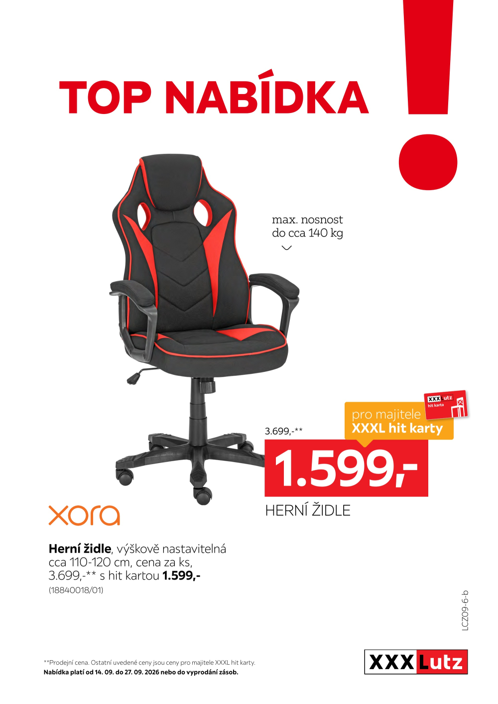 Leták XXXLutz leták - TOP nabídka Herní židle - strana 1