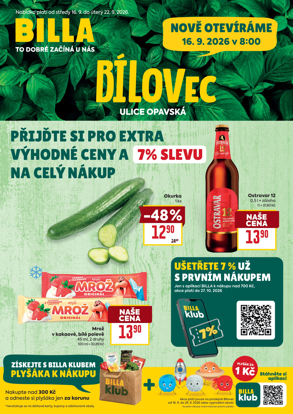 Leták BILLA leták - Bílovec, Opavská - strana 1