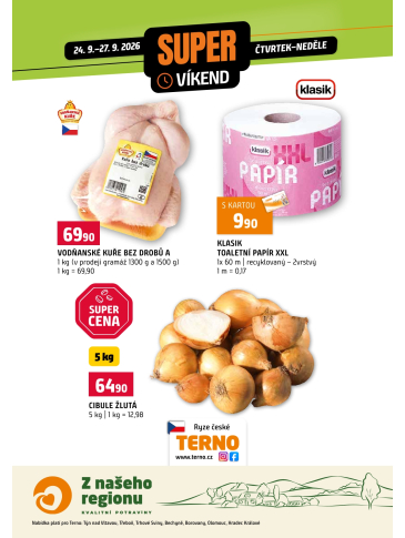 Terno leták - Víkendovka Týn nad Vltavou, Třeboň, Trhové Sviny, Bechyně, Borovany, Olomouc a Hradec Králové