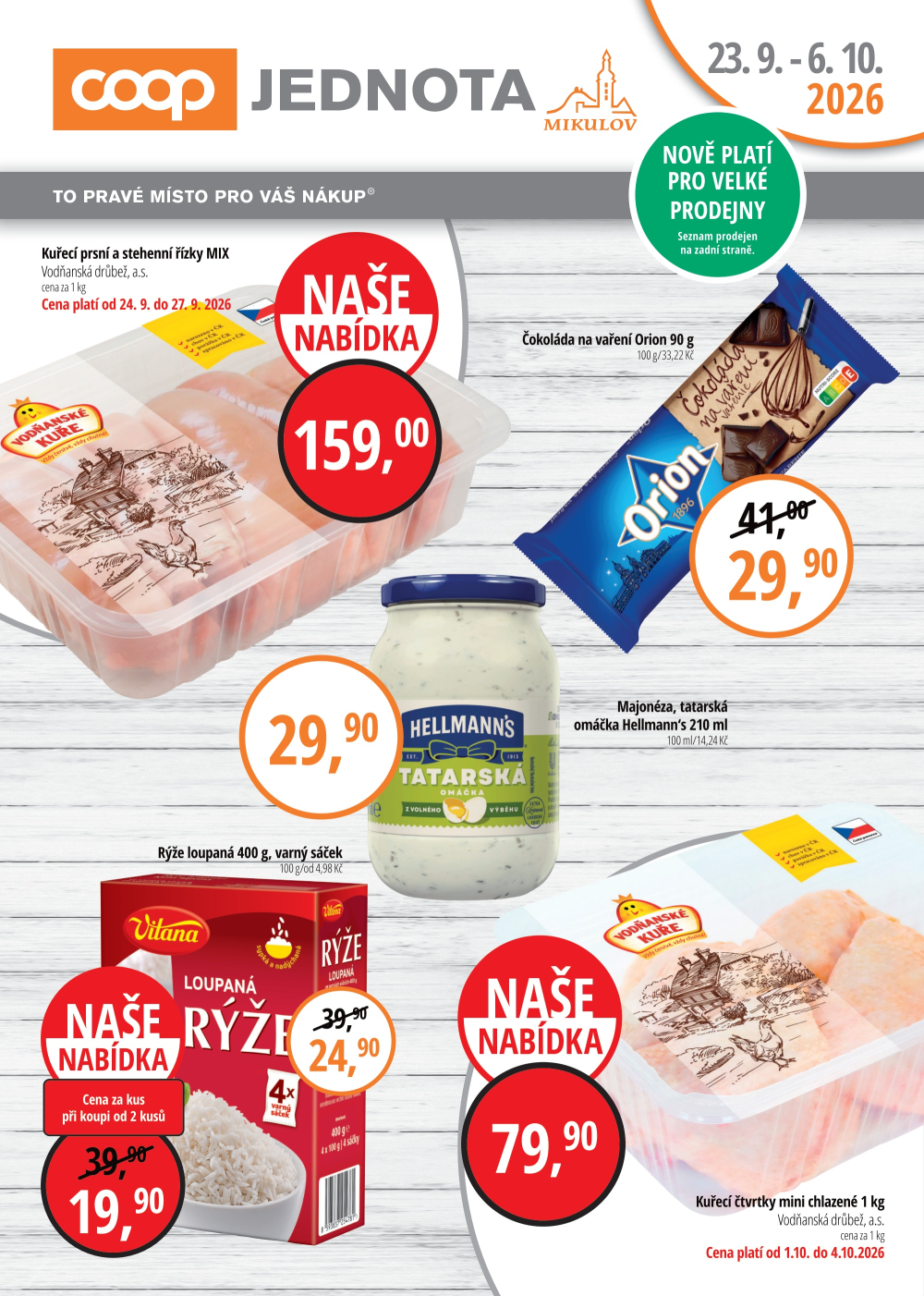 Leták Jednota Mikulov leták - Velké prodejny - strana 1