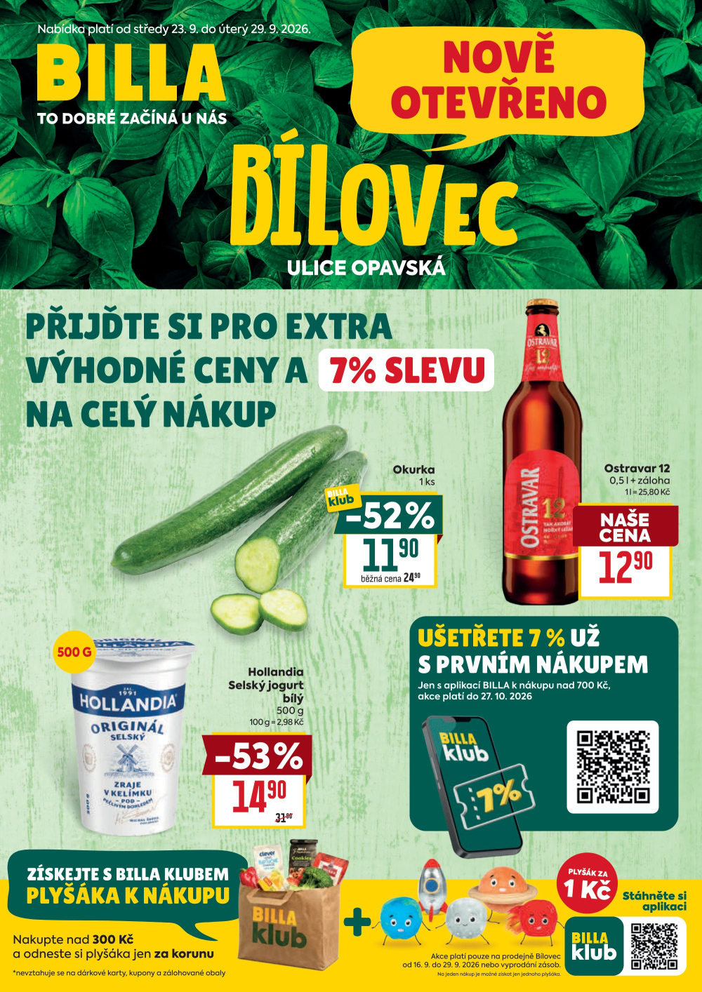 Leták BILLA leták - Bílovec, Opavská - strana 1