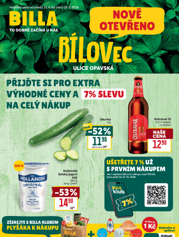 BILLA leták - Bílovec, Opavská