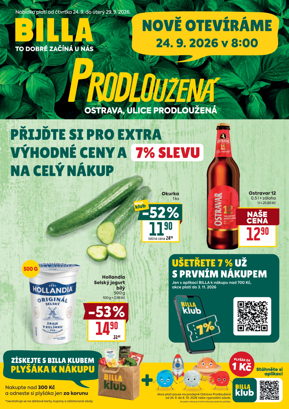 Leták BILLA leták - Ostrava, Prodloužená - strana 1