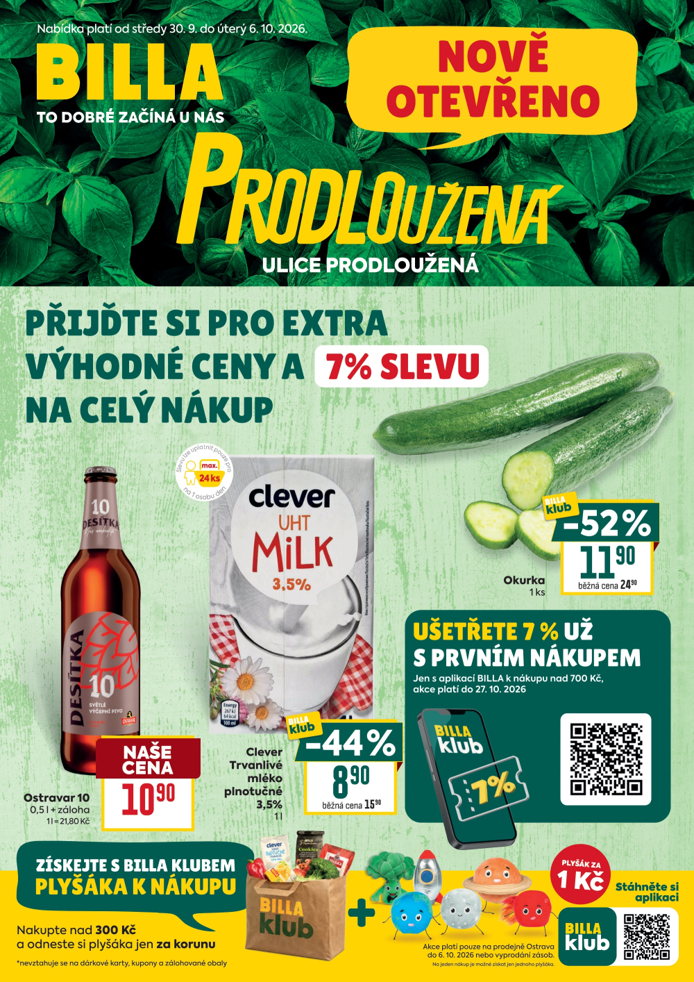 Leták BILLA leták - Ostrava, Prodloužená - strana 1
