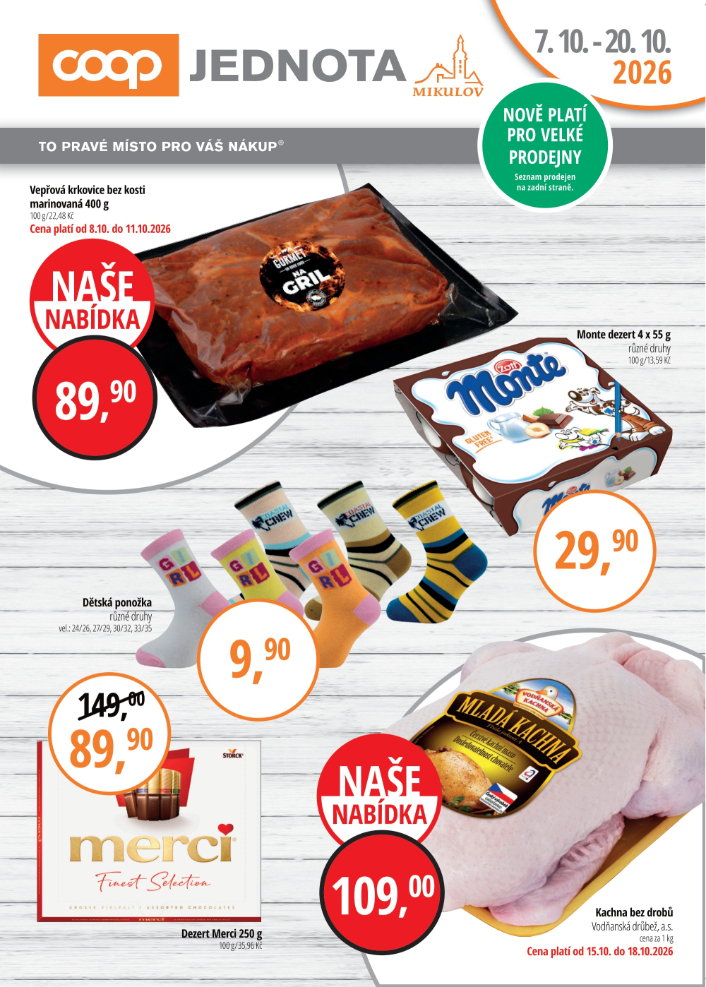Leták Jednota Mikulov leták - Velké prodejny - strana 1