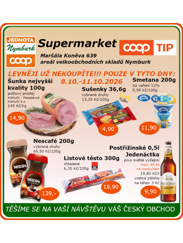 COOP Jednota Nymburk Supermarket leták