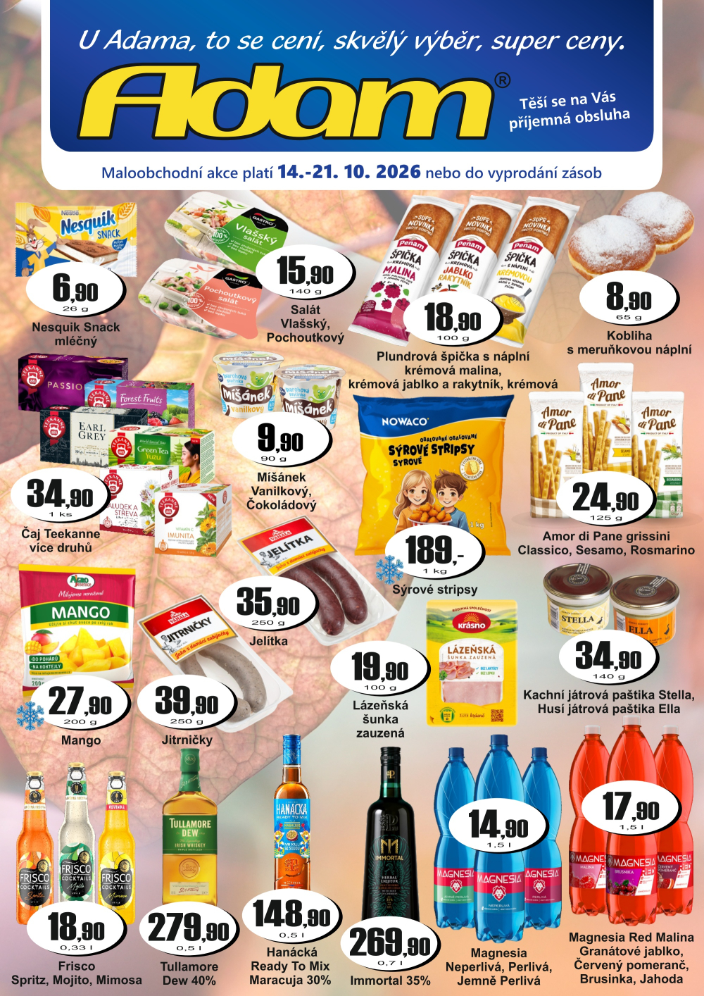 Leták ADAM POTRAVINY leták - strana 1