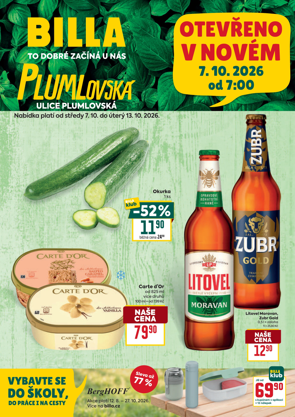 Leták BILLA leták - Prostějov, Plumlovská - strana 1
