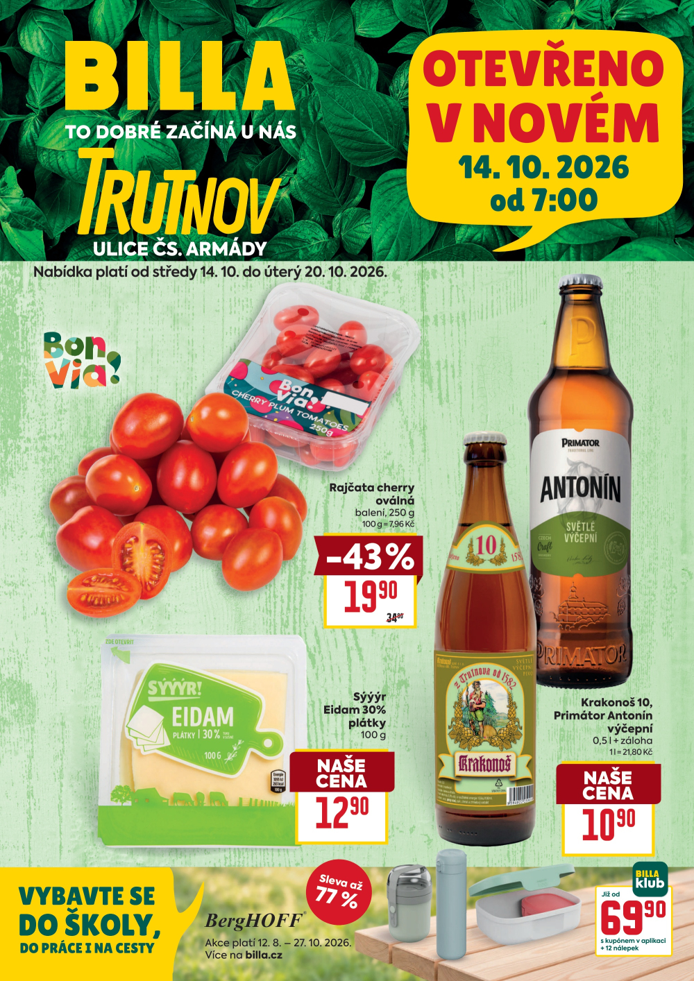 Leták BILLA leták - Trutnov, Československé armády - strana 1