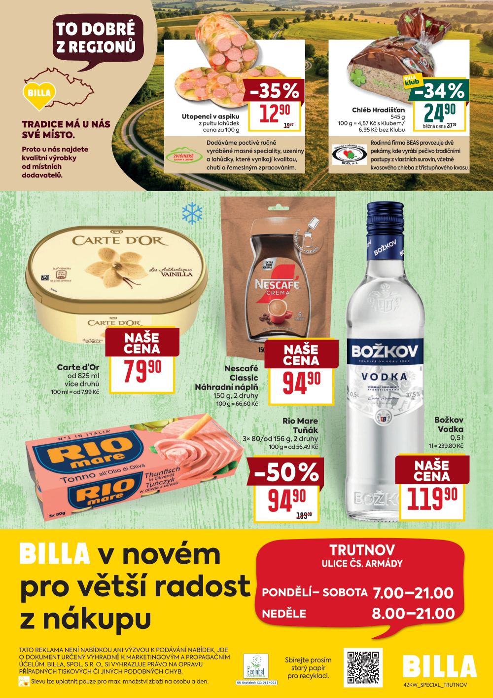 Leták BILLA leták - Trutnov, Československé armády - strana 2