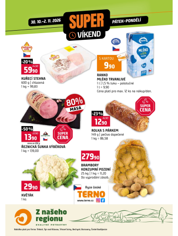 Terno leták - Víkendovka Třeboň, Týn nad Vltavou, Trhové Sviny, Bechyně, Borovany a České Budějovice