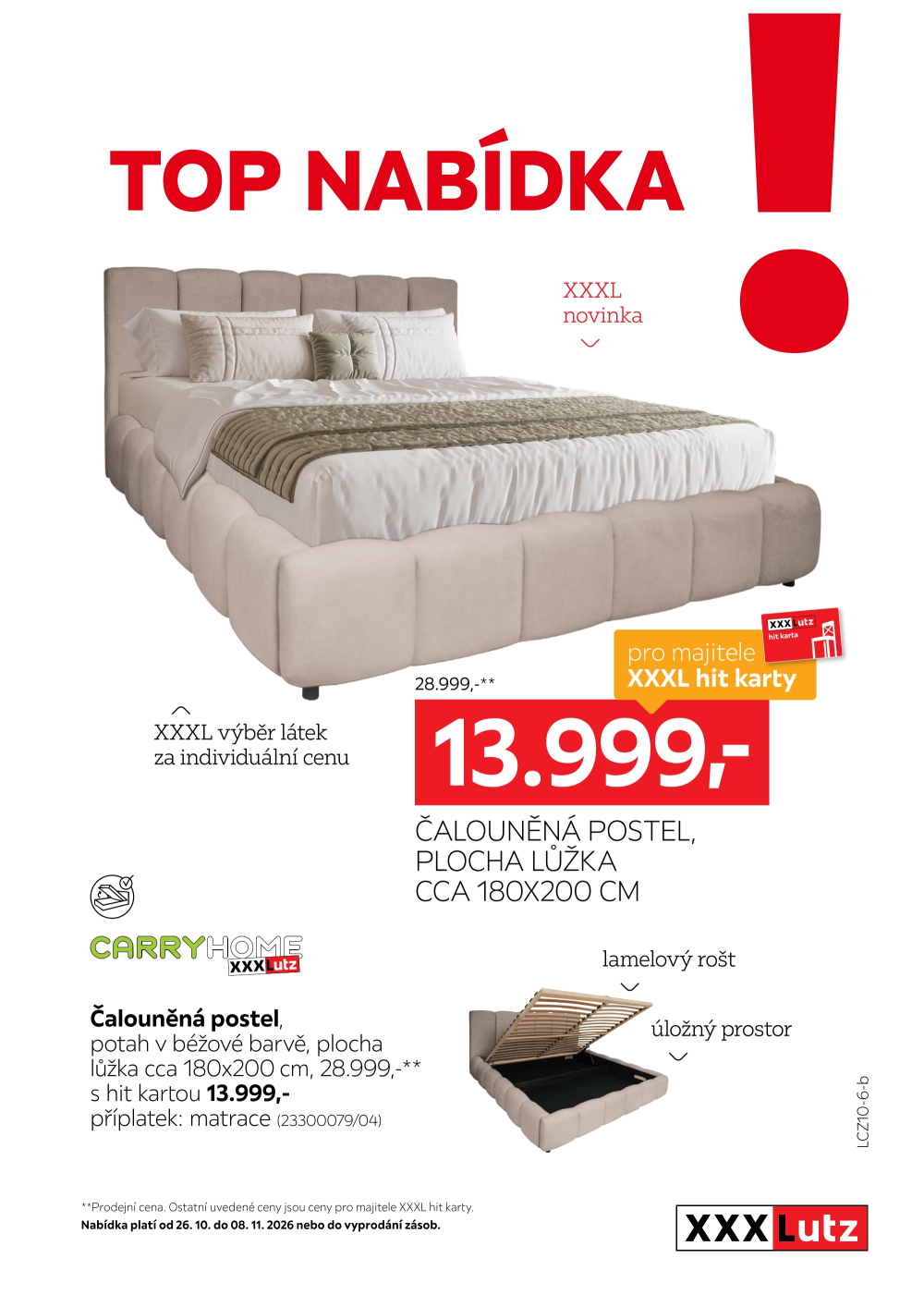 Leták XXXLutz leták - TOP nabídka Čalouněná postel - strana 1