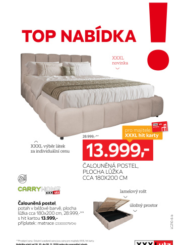 XXXLutz leták - TOP nabídka Čalouněná postel