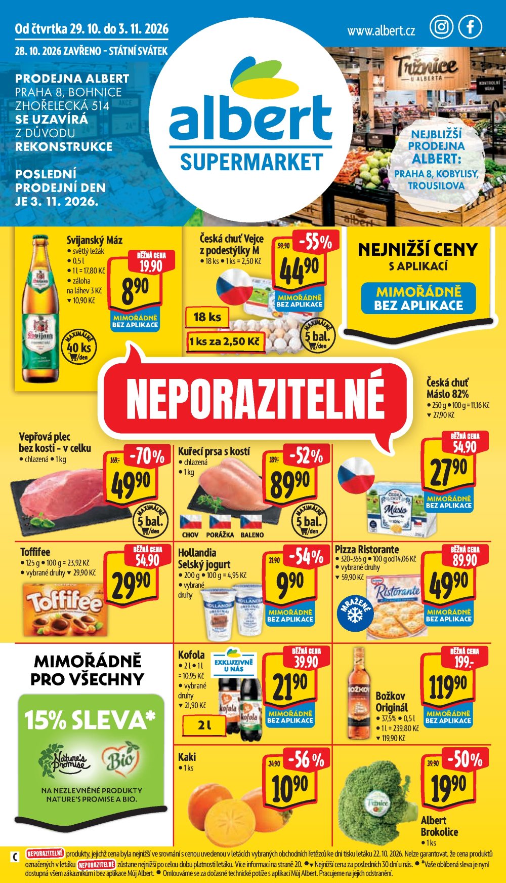 Leták Albert Supermarket leták - Praha 8, Bohnice Zhořelecká - strana 1