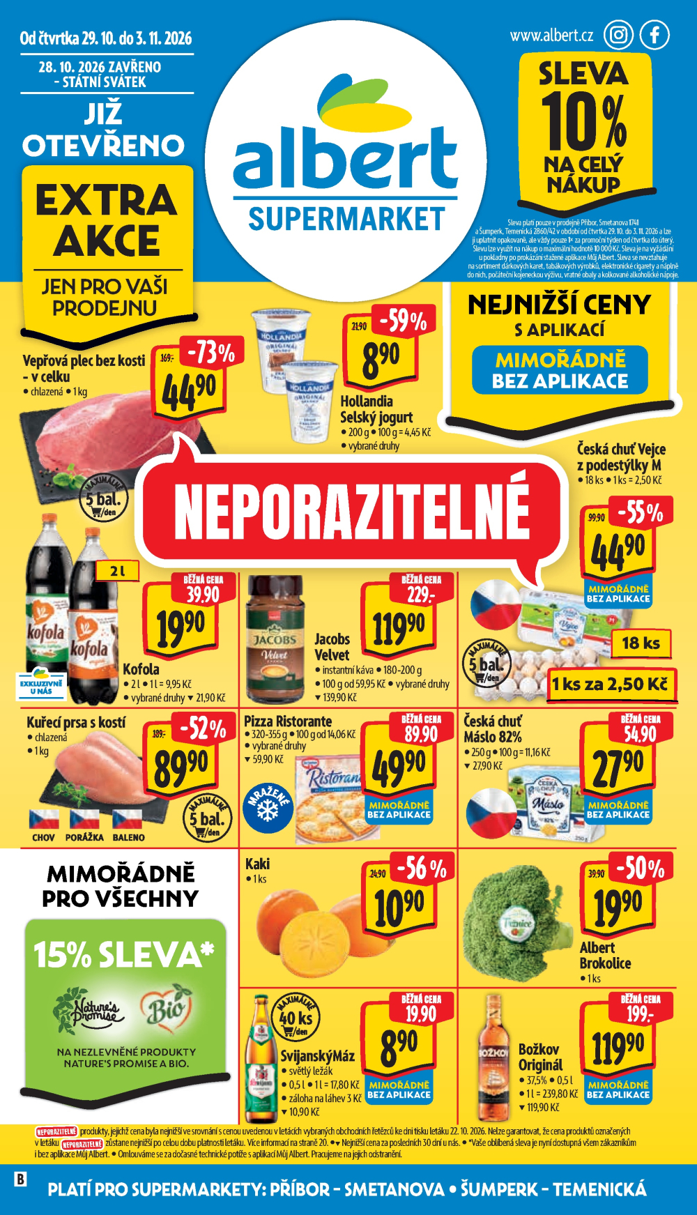 Leták Albert Supermarket leták - Příbor, Smetanova a Šumperk, Temenická - strana 1