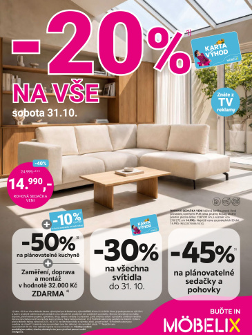 Möbelix leták - 20 % na vše